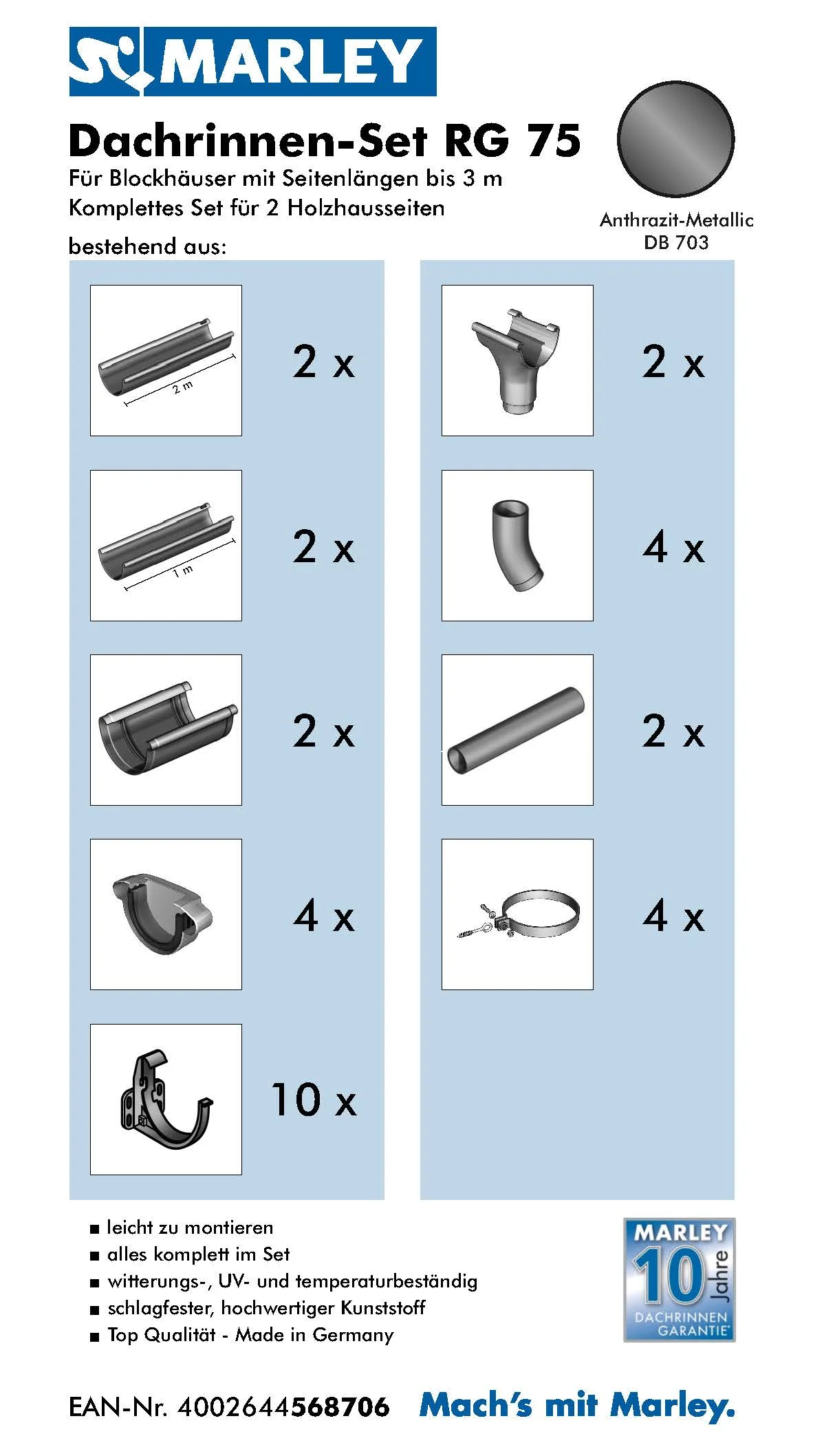 Dachrinnenset RG 75 für Blockhäuser - Image 13